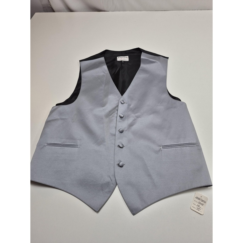 Tuxedo Park Vest Mens XL Silver 100% Polyester Tuxedo Formal Wedding Groomsmen